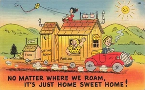 Postcard No Matter Where We Roam It's Just Home Sweet Home! Comic Humor 1942 - Picture 1 of 2