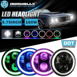 4X 5.75" LED Headlights Hi/Lo Beam RGB Ring Lamp for 1965-75 Oldsmobile Delta 88 - Foto 1 di 12