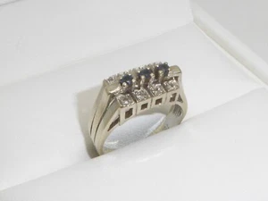 750 Weißgold 18K Gold Ring 0,08 ct Diamant Saphir 4,54 g RG 52 - 16,5 mm 8612 - Bild 1 von 7
