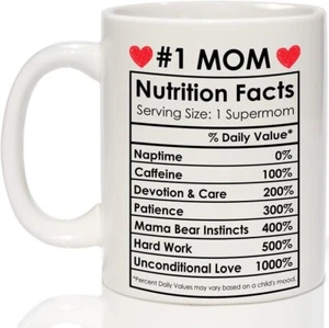 #1 Mom Coffee Mug, White, 11oz - Mothers Day Gift, Mom Gift - Picture 1 of 1
