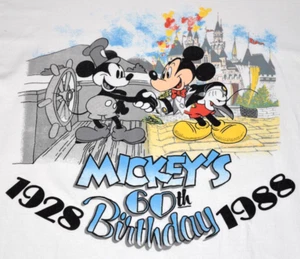 Mickey Mouse T-Shirt VTG 80s Mickey's 60th Birthday Shirt Sz M c.1988 Made USA - Picture 1 of 10