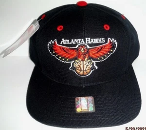 ATLANTA HAWKS NBA VINTAGE 90s BLACK AUTHENTIC PUMA SNAPBACK HAT CAP NWT - Picture 1 of 5