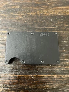 Ridge Slim Portfel blokujący RFID z paskiem na gotówkę Midnight Black Skóra UŻYWANY! - Zdjęcie 1 z 8
