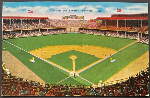 1940's Briggs Stadium Detroit Tigers MLB Baseball Postcard Vintage Post Card Cover