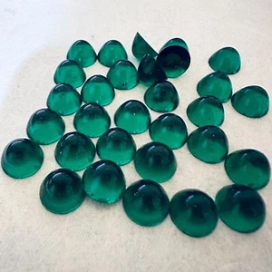 AM1252 Vintage Glas Cabochons 11 mm Smaragd hochgeschnitten (6,8 mm hoch) unfoliert (30) - Bild 1 von 2