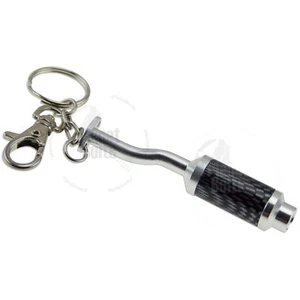 Silver Carbon 1x Key Chain Ring Engine Holder Moto Join Exhaust Pipe Header - Picture 1 of 2