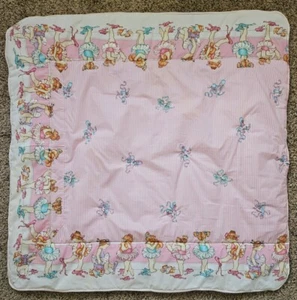 Handmade Baby Child Girl Quilt Crib Blanket Ballerina Teddy Bear Tutus Stripes - Picture 1 of 9