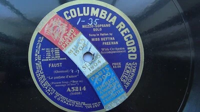 Miss Bettina Freeman 78 об/мин сингл 12 дюймов Columbia Records #A5214 Faust  - Изображение 1 из 4