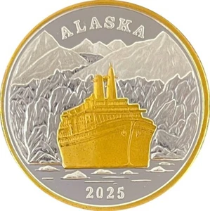 Alaska Mint 2025 Crucero Medallón Oro y Plata Medallón Prueba 1 OZ - Imagen 1 de 4