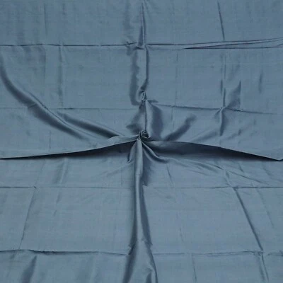 Vintage Slate Gray 100% Pure Silk Handloom Sari Remnant 4YD Craft Fabric Scrap - Image 1 of 4