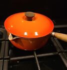 Vintage LE CREUSET Pan & Lid 22cm Saucepan Lidded Orange & Red made in france