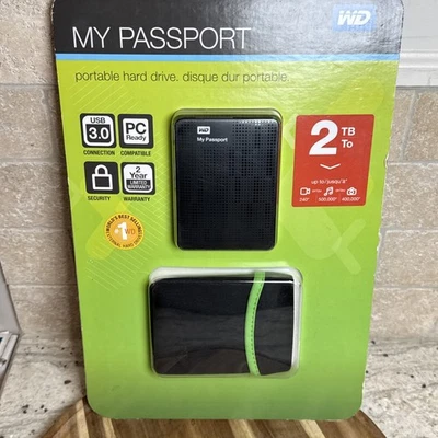 WD 2TB My Passport Portable External Hard Drive HDD-WDBYVG0020BBK-NECS - Image 1 of 4