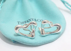 Tiffany & Co. Silber Elsa Peretti große offene Herz Ohrclips Vintage - Bild 1 von 6
