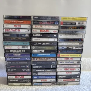 Lot 54 Mixed Classic Rock Cassette Tapes Billy Joel, Journey, Bob Jovi Def Lepp - Foto 1 di 8