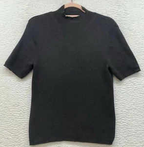 Pendleton Pullover Damen Medium Petite schwarz Merinowolle Stehkragen Kurzarm - Bild 1 von 8