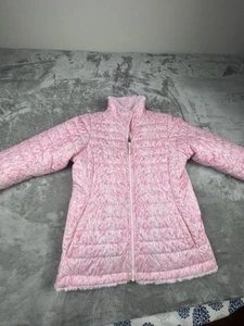The North Face Girls Jacket Pink Size Xl 18 Reversible Fuzzy Soft-shell - Picture 1 of 7
