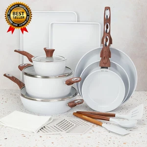Set di Pentole 18 Pezzi | Rivestimento Ceramico Antiaderente | Lavabile per Forno e Lavastoviglie | Pfo - Foto 1 di 7