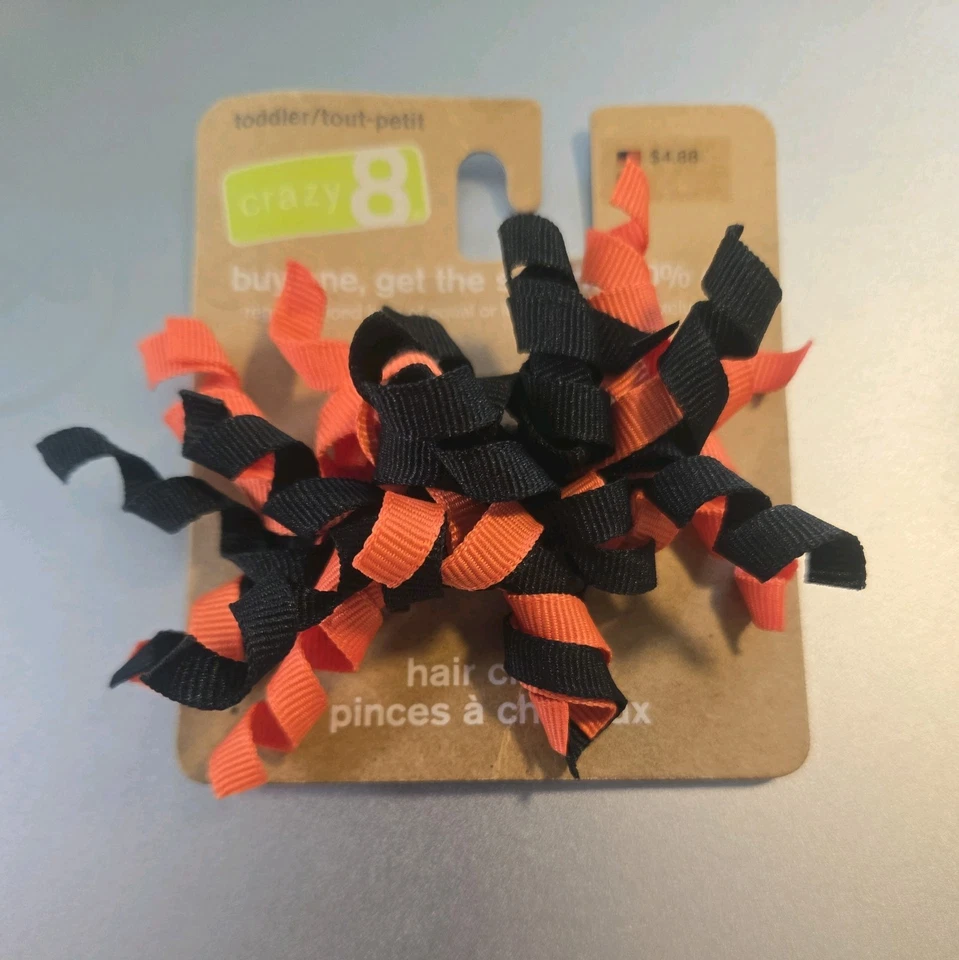 Crazy 8 Halloween Naranja Negro Cinta Rizada Pinzas para el Pelo Correas Nuevo con Etiquetas Foto 1 de 4