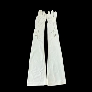 Guantes de Noche Largos Marfil De Colección Usar-Derechos Formales Ópera Boda Baile de graduación - Imagen 1 de 9