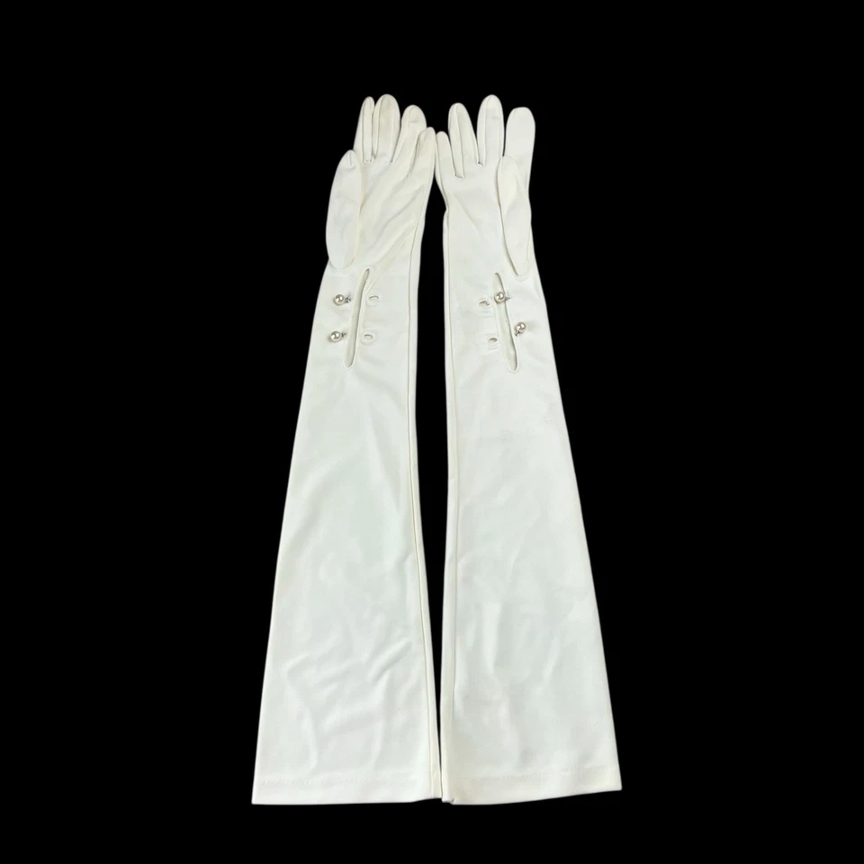 Guantes de Noche Largos Marfil De Colección Usar-Derechos Formales Ópera Boda Baile de graduación Foto 1 de 4