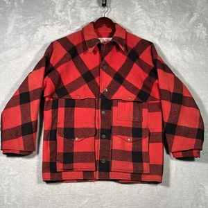 Vintage Filson Double Mackinaw Wool Cruiser Jacket Mens 44 Plaid USA 80s - Picture 1 of 12