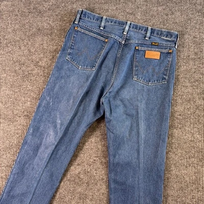 Винтажные мужские джинсы ковбойской огранки Wrangler 13MWZ 38x36 синяя джинсовая ткань вестерн США - Изображение 1 из 4