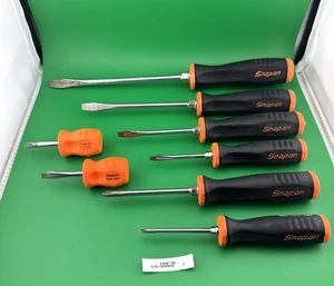 SNAP ON Screwdriver Set SGDX80 Older Style Soft Grip Handles Flat Philips 8 Pc - Picture 1 of 19