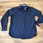 HAMMER MADE Embroidered Long Sleeve Midnight Blue Maroon Dot 42/16.5 100% Cotton