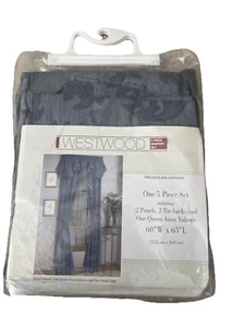 Westwood 5 Piece Drapery Set. 60”W X 63” L Slate - Picture 1 of 4