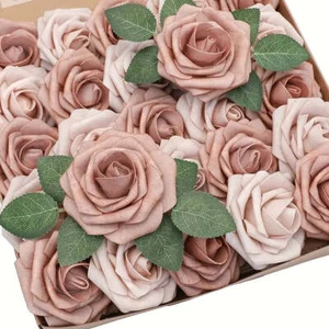 NNETM 25pcs Real Touch Cinnamon Combination Artificial Rose Flower Arrangement - - Bild 1 von 7