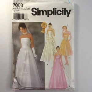 Simplicity 7068 Strapless Bodice Long Dress Formal Prom Ladies New Uncut Pattern - Picture 1 of 11