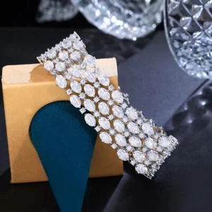 18ctw Created Oval Diamond Platinum Plated Wedding Bridal Party Bracelet Women's - Picture 1 of 8