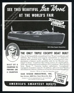 Gar Wood 1939 22' triple cabina runabout barco foto anuncio impreso vintage - Imagen 1 de 7