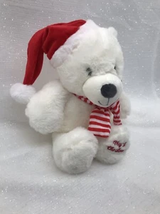 Kelly Baby Toy My First Christmas White Teddy Bear Polar Plush 12" Rattle XMAS - Picture 1 of 11