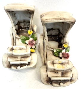 2 RARE Vintage Nuova Capodimonte AOTOMOBILE Wagon Porcelain Ceramic Italy - Picture 1 of 10