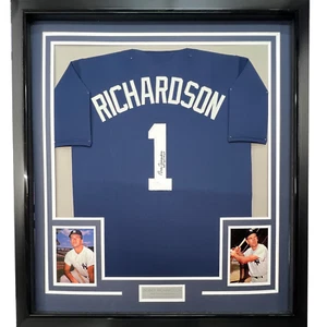 FRAMED Autographed/Signed BOBBY RICHARDSON 33x42 New York Blue Jersey JSA COA - Picture 1 of 2