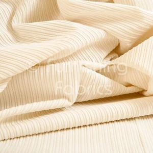 10 Metres Of Thin Soft Pin Striped Corduroy Sofas Upholstery Fabric White Colour - Picture 1 of 4