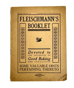 Antique FLEISCHMANN'S BOOKLET Baking Cookbook w/ Baking Tips 1907 Cook Book - Picture 1 of 5
