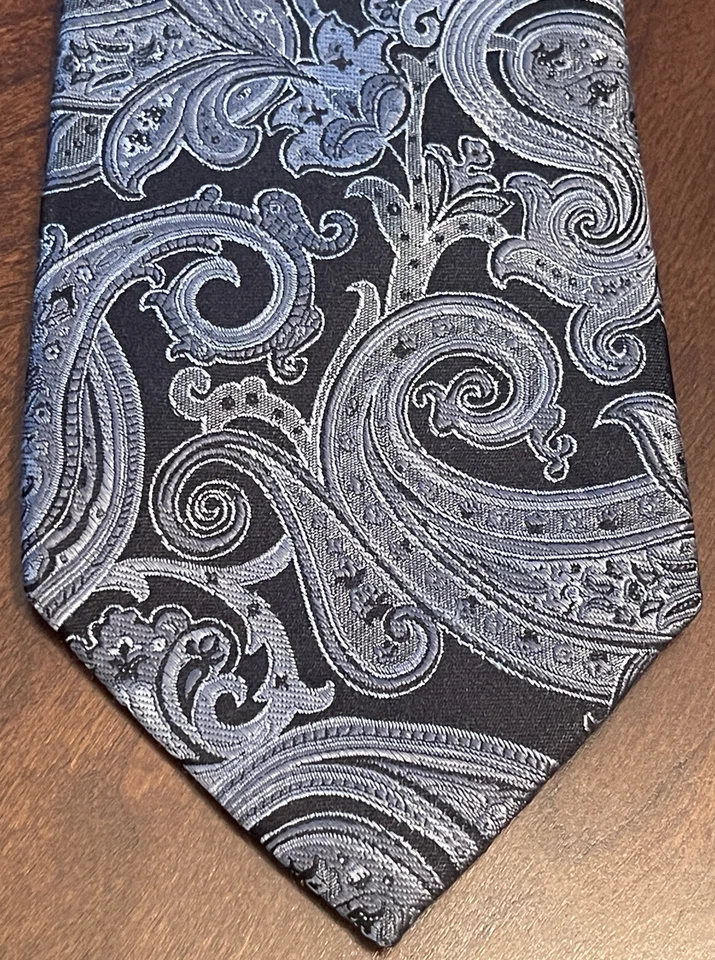 Gravata masculina Arrow azul preta 100% seda feita na China - Imagem 1 de 4