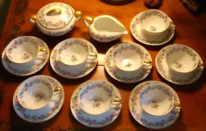 Noritake 19 Pc Tea Set ROSE GARLANDS '5412' 8 Cups & Saucers + Sugar & Creamer - Picture 1 of 12