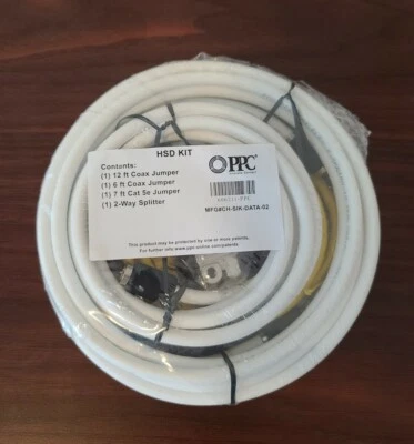 HSD Kit (1)12ft Coax Jump (1)6ft Coax Jump (1)7ft Cat 5e Jumper (1)2 wayspliter - Image 1 of 2