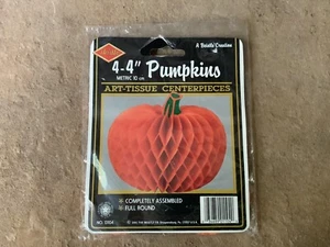 Vintage Pfeife Waben Halloween Kürbisse 4" Taschentücher 4er Set 1991 Neu aus altem Lagerbestand USA - Bild 1 von 12