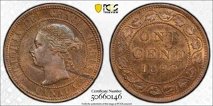 1896 Canada Large Cent PCGS MS63BN Lot#G8705 Choice UNC! Far '6' Scarce Variety! - Picture 1 of 4
