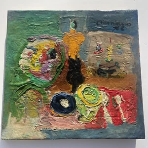 BERNARD DAMIANO Painting MID CNETURY ABSTRACT Listed Vintage FAMOUS ITALIAN OIL - Picture 1 of 16