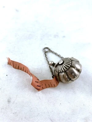 Antique Victorian Silver Tape Measure Pumpkin Stainton Brothers 1876 B'Ham - Image 1 of 4