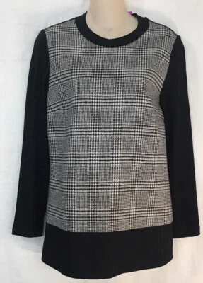 Top Edun Mangas Negras Blanco y Negro Lana Espiga Frontal Elástico Talla M Foto 1 de 4