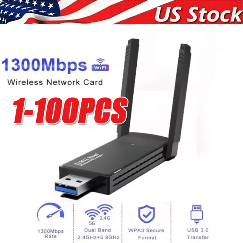 USB 3.0 Wireless WIFI Adapter 1300Mbps Long Range Dongle Dual Band Network lot - Image 1 of 4