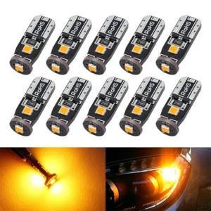 10X T10 LED 3SMD Canbus Amber Wedge Car Side interior Dome Light Bulb W5W 168 - Picture 1 of 6