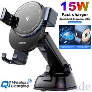 15W Fast Qi Intelligent Car Phone Holder Wireless Charger Car Dash Window Mount - Picture 1 of 10