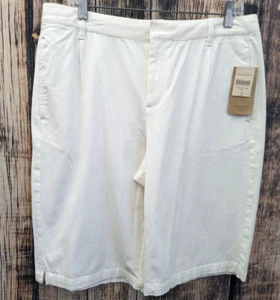 Coldwater Creek Bermuda Shorts Womens 12 Ivory Pockets Twill  Natural Waist NWT - Picture 1 of 10